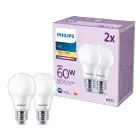 Voordeelpak 2x Philips Lamp LED E27 Peer Mat 8W 806lm - 827 Zeer Warm Wit